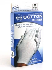Cotton Gloves 100% Dermatological Large Size Absorbs Creams & Ointments 1 Pair