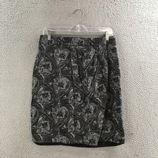 Talbots Skirt Womens 8 Regular Fit Pencil Career Office Paisley Casual Gray