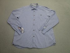 Ted Baker Shirt Mens XL Blue Polka Dot Long Sleeve Button Front Cotton Casual