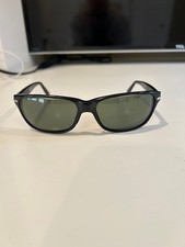 Persol 2522-S 57-18 Black Sunglasses Green Mineral Glass Italy Vintage Genuine