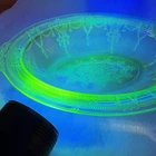 Anchor Hocking Uranium Glass Cameo Ballerina Green 10x7"  Serving Dish Glows