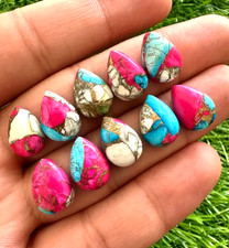 WHOLESALE COTTON CANDY TURQUOISE CABOCHON PEAR SHAPE LOOSE GEMSTONE LOT JEWELERY