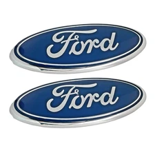 Front Grille Blue Pin Logo Badge plus Rear Tailgate Emblem 2pcs Set for Ford