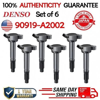 6X OEM DENSO Ignition Coils 90919-A2002 For 2005-2022 Toyota & Lexus I4 V6 V8