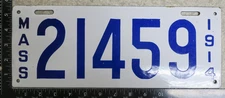 Massachusetts Porcelain License Plate 1914 Tag 14 Enamel #21459 (AYCF)