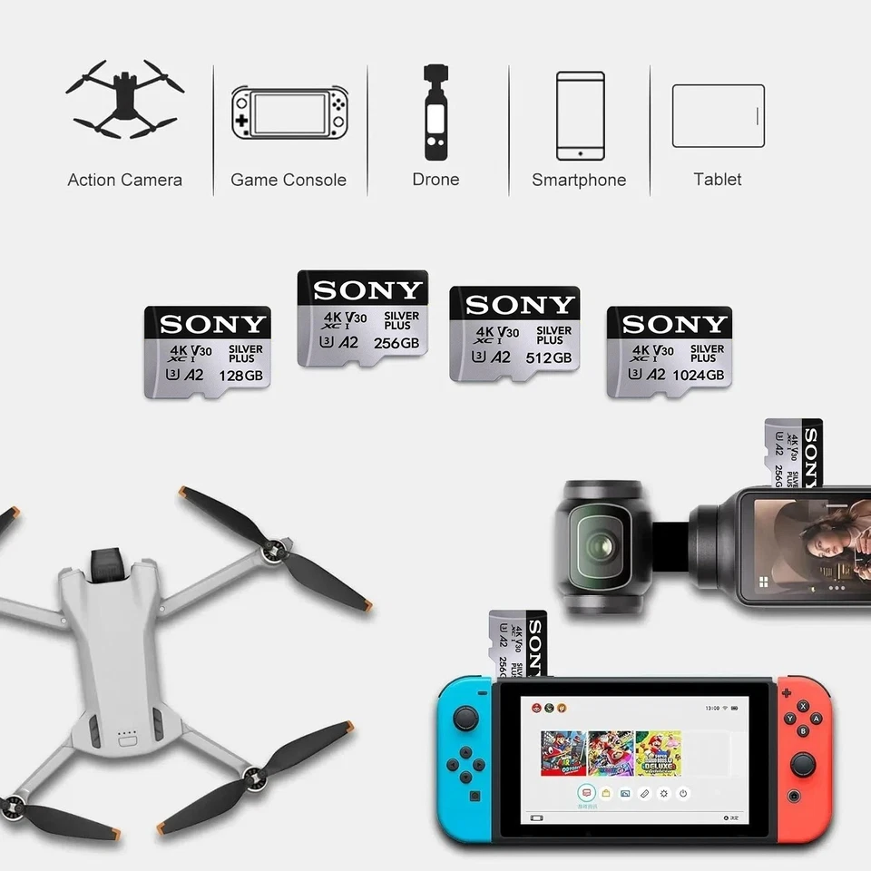 Micro SD Card 32GB 64GB 128GB 256GB 1TB 2TB Micro SD TF Memory Card Adapter lot - Image 3 of 4