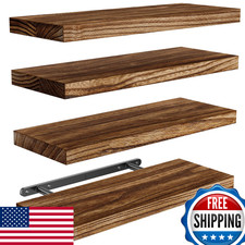 AMADA Floating Wall Shelves, Paulownia Wood, Rustic Decor, Bathroom/Kitchen