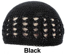 Kufi Crochet Skull Cap Beanie   100 Cotton Prayer Hat, One Size