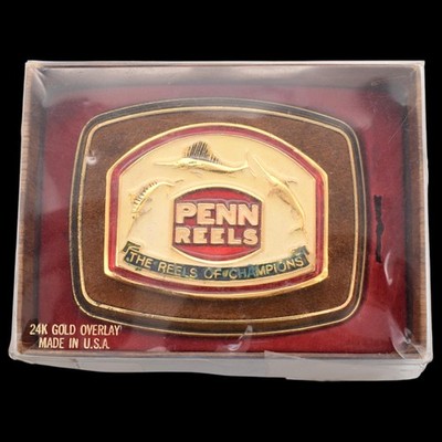 Penn Reels Deep Sea Ocean Fishing Vintage Belt Buckle by Raintree [1980]