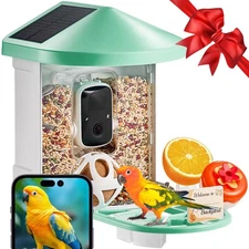Smart Bird Feeder w/Camera 2K HD AI Identify Bird Species Solar-Powered