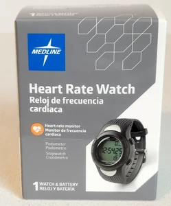 Medline Heart Rate Monitor Watch Pedometer Stopwatch Activity Tracker Unisex New