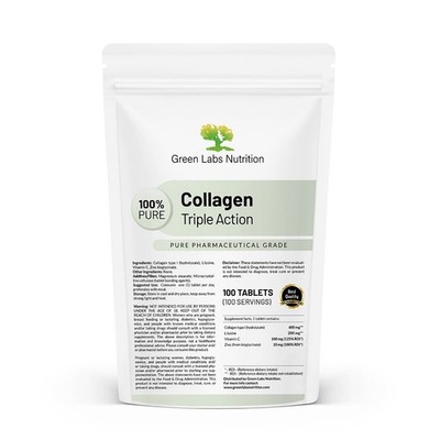 Hydrolysiertes Kollagen mit Lysin, Zink & Vitamin C   Für Haut, Haare, Nägel