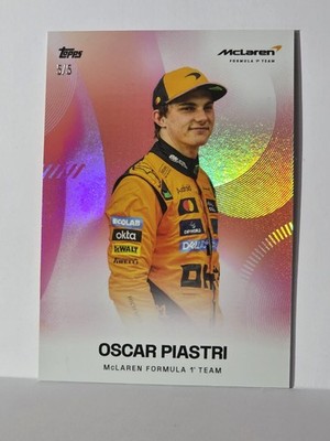/5 Oscar Piastri Topps F1 McLaren Racing Set Base Card 5/5 Bookend Parallel Red