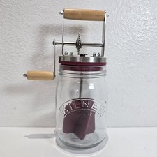 Kilner Manual Butter Churn Glass Jar Wood Han...