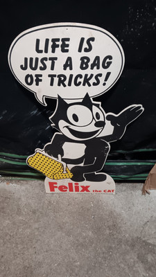 Vintage 1982 Felix the Cat 'Life is Just a Bag of Tricks' Advertising Cutout 30''
