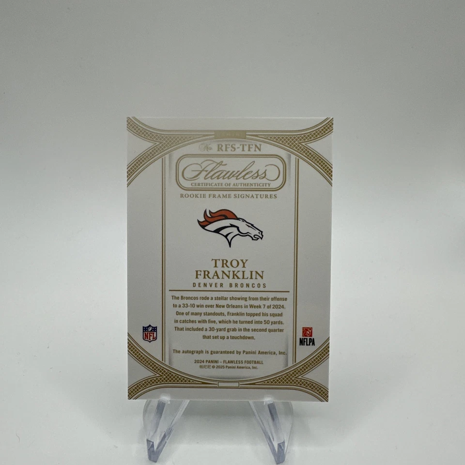 2024 PANINI FLAWLESS TROY FRANKLIN ROOKIE RC AUTO /20 - Image 2 of 2