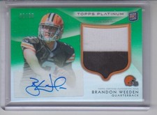 2012 Topps Platinum Brandon Weeden Autograph Patch Green Refractor 80/99 #102 NM