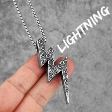 Retro Lightning Meteorite Thunder Stainless Steel Men Women Necklace Pendant