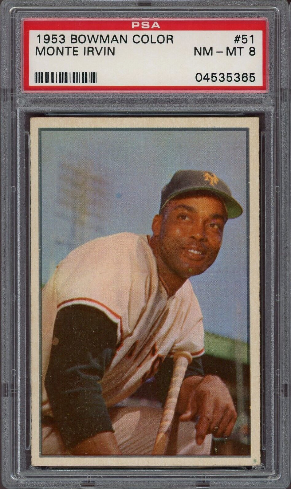 1953 Color Bowman #51 Monte Irvin PSA 8