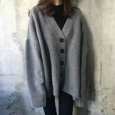 Lady Knitted Coat Jumper Sweater V Neck Cardigan Casual Knitwear Loose Fashion