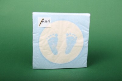 Servietten ''Baby Steps Boy'' 33x33 cm  Ambiente Geburtstag Baby Tischdekoration