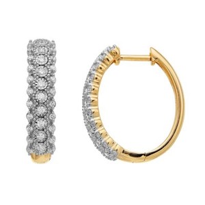Authentic 1/2 CTTW, Gold Plated Over Sterling Silver Round Diamond Hoop Earrings for Women