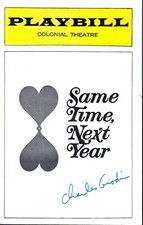 Same Time, Next Year Playbill, Ellen Burstyn, Charles Grodin, SIGNED Boston 1975