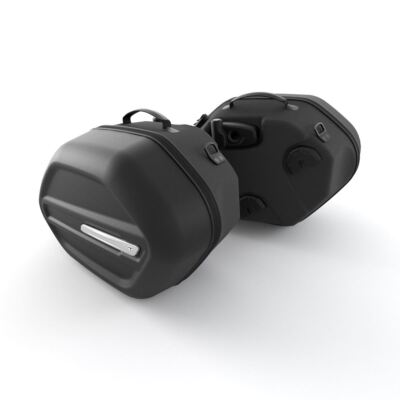 TRIUMPH Rocket III Gepäcktaschen schwarz + Montagesatz silber 25 Liter pro Seite