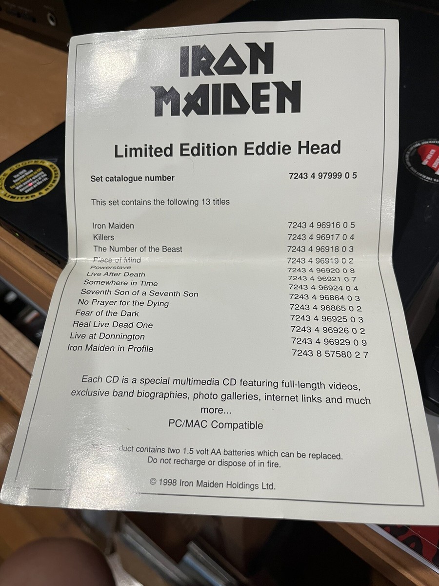 Iron Maiden Eddie's Head 15 CD Raw Power Plastic Head Box Set
