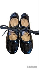 Capezio Black Patent Leather Tap Shoes Girls size 1M F8 65