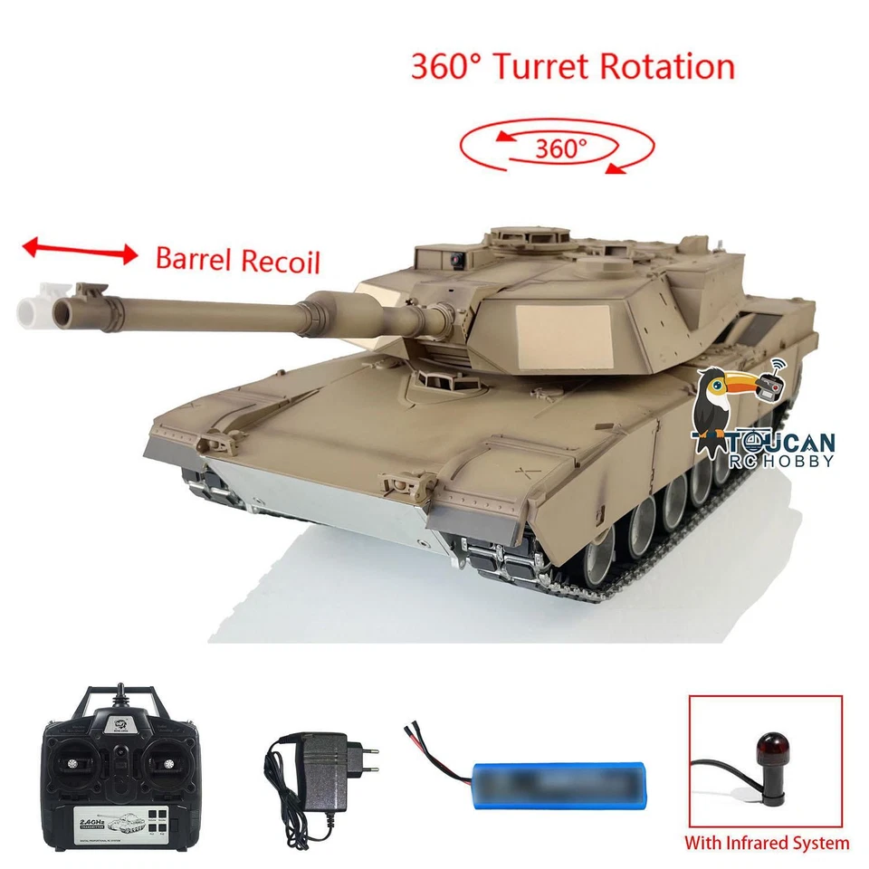 HengLong 7.1 1/16 3918 M1A2 Abrams Metal Chassis Plastic Hull RTR RC Tank IR BB - Image 2 of 4