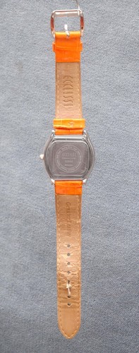 ECCLISSI STERLING SILVER QUARTZ WRISTWATCH W/ORIGINAL ORANGE BAND #22885, JAPAN - Picture 4 of 4