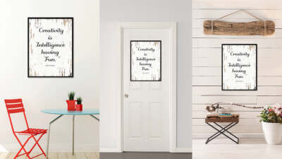 Creativity Is Intelligence Having Fun Albert Einstein Quote White Wall Art Print