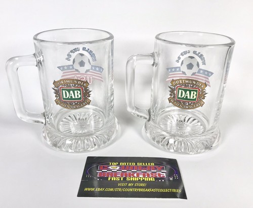 Dortmunder Actien-Brau DAB 1994 World Cup Soccer Glass Beer Mugs 8 oz (x2) NOS - Picture 2 of 3
