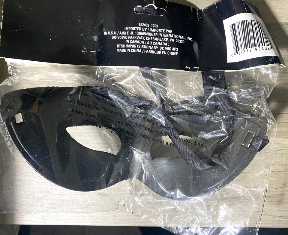 Black Glitter & White Trim Venetian Plastic Masquerade Mask Mardi Gras Party - Image 3 of 4