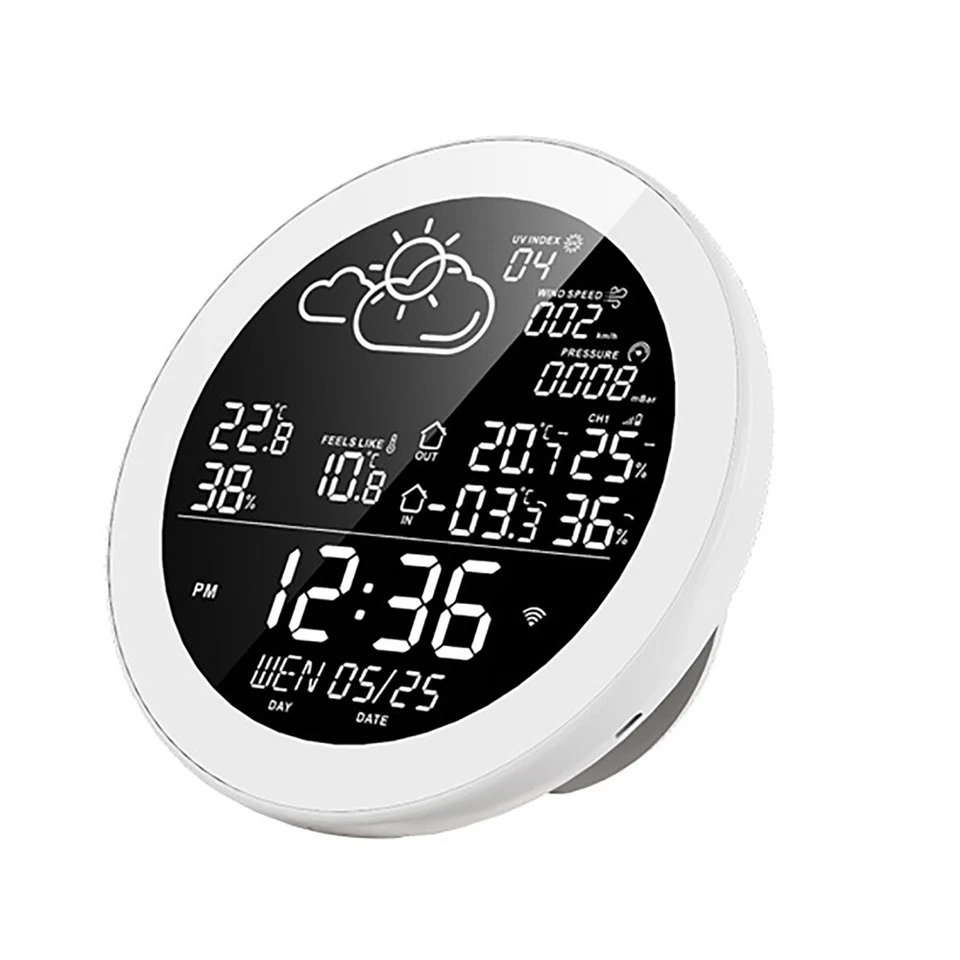 For Tuya Wifi Smart Weather Station With Clock Temperature Humidity Meter Clock - Image 3 of 4