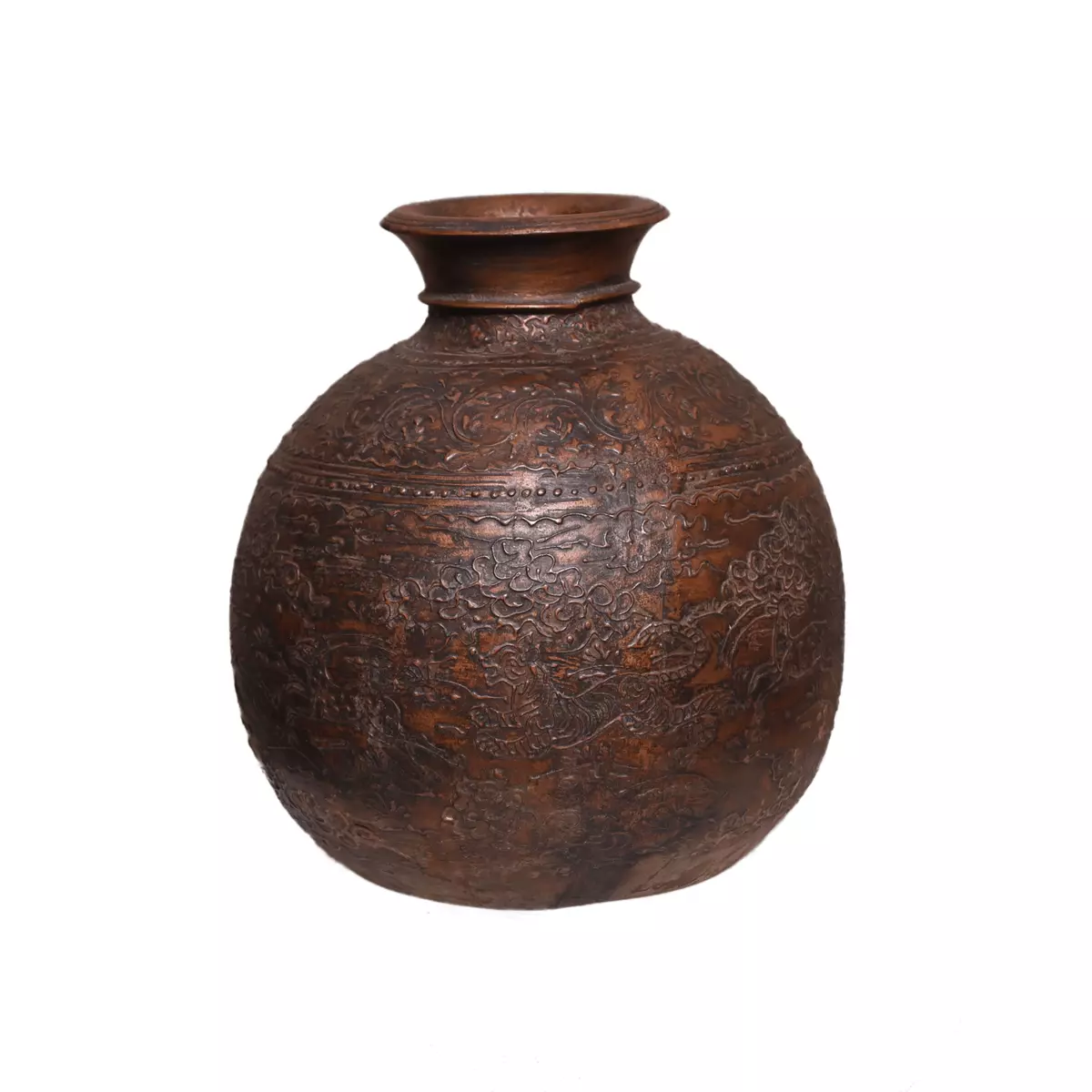 Handmade Vintage Wooden Pot Himachal Matka Old Hand Carved 