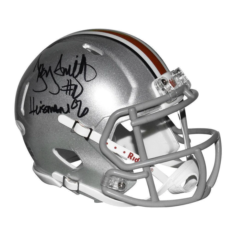 Troy Smith Firmado 06 Heisman Inscripción Ohio State Buckeyes Velocidad Mini Réplica Foto 3 de 4