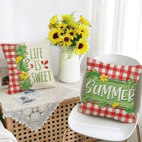Summer Decorative Throw Pillow Covers 18 x 18 Set of 4, 18x18 inches Watermelon - Bild 6 von 7