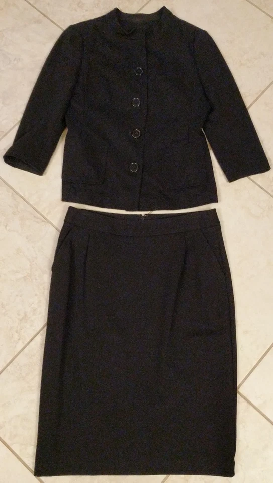 Banana Republic Chaqueta Negra Falda Traje de Negocios Para Mujer 8 Alto. Mangas 3/4 usadas en excelente estado Foto 2 de 4