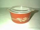 NICE VINTAGE PYREX AUTUMN HARVEST WHEAT NESTING BOWL WITH LID 473 B