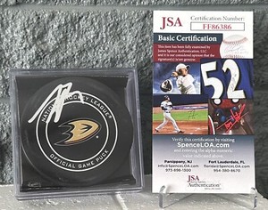 John Gibson Autographed Anaheim Ducks Official Game Puck JSA COA