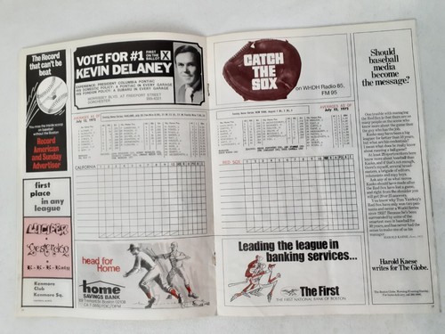 1972 Boston Red Sox Official Program & Scorecard Fenway Park vs California 223 - Picture 4 of 9