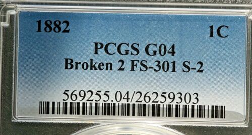 1882 Indian Cent Broken 2 Variety - PCGS G4 S-2 - Picture 3 of 8