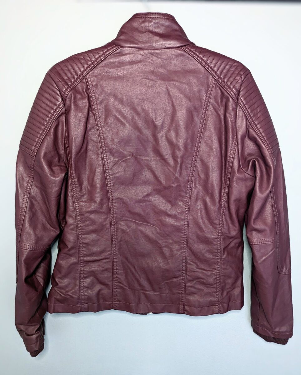 YMI Collection Faux Leather Moto Bomber Jacket Burgandy with YMI Collection Faux Leather Moto Bomber Jacket Burgandy with