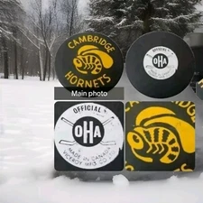 CAMBRIDGE HORNETS OHA VICEROY Mfg.  MADE IN CANADA VINTAGE OFFICIAL GAME PUCK 