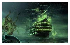 LMOP1598L hand mermaid big seacraft ocean Rainstorm oil painting art on canvas