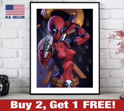 Lady Deadpool Poster 18'' x 24'' Print Anime Marvel Wall Art