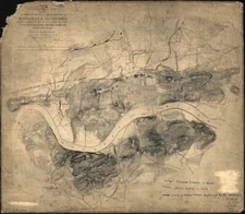 20" x 24" 1864 Civil War map defences of Knoxville, E. Tennessee