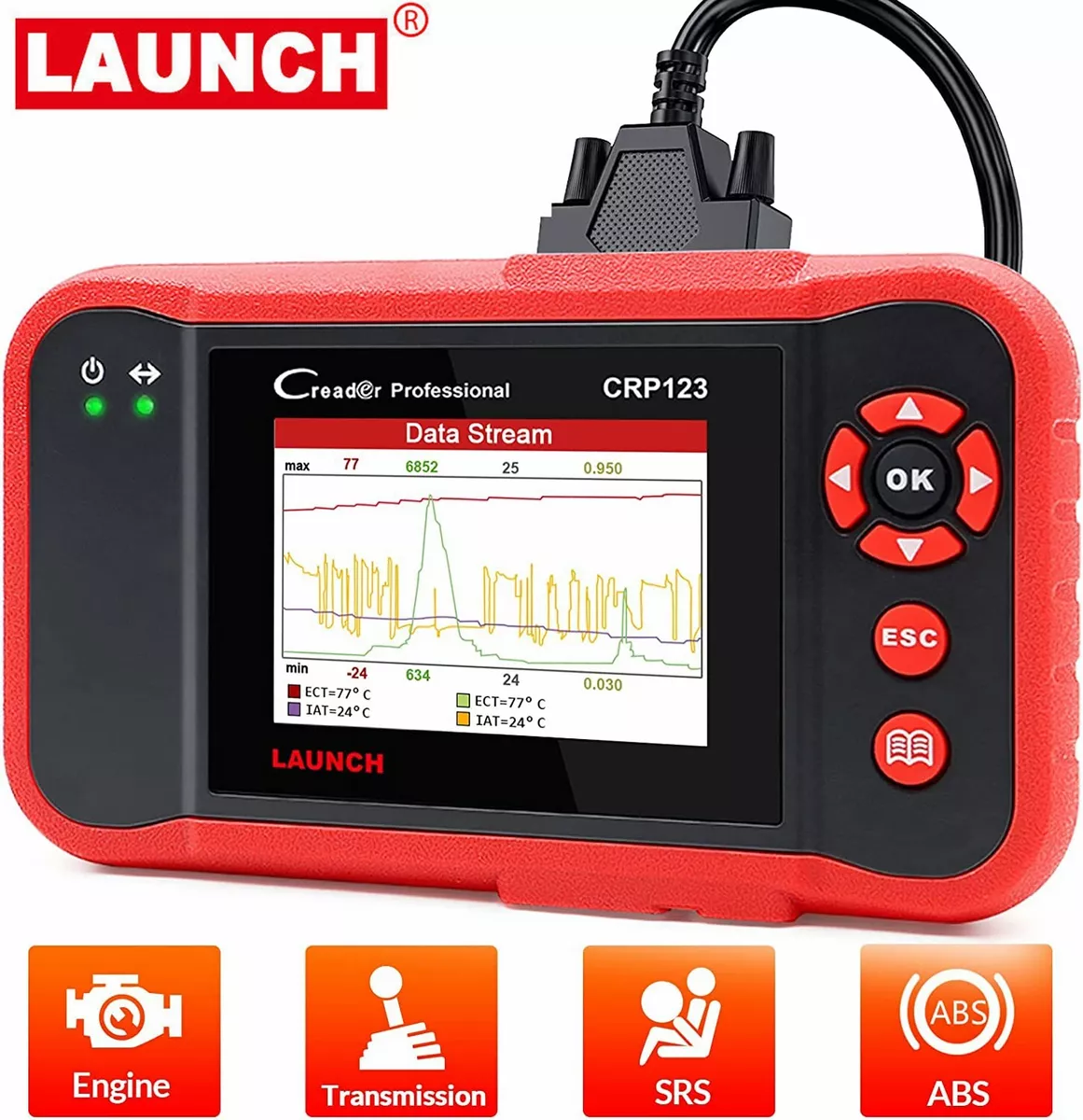 LAUNCH CRP123 OBD2 Scanner 2024 Newest Elite Code Reader  Engine/ABS/SRS/Transmission Car Diagnostic Tool, ABS Code Reader, SRS Scan  Tool, Check Engine